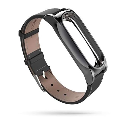 Tech-Protect Herms för Xiaomi Mi Band 3/4 läder, läderarmband ersättningsband armband kompatibelt med Mi Band 3/4 armband med äkta läder, svart