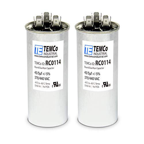 2 Pack TEMCo 45+5 uF Dual Run Capacitor