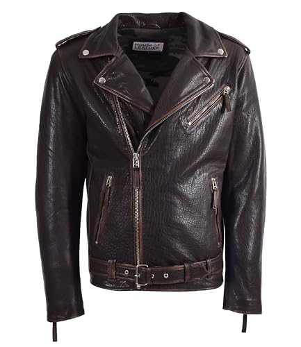 Veste de motard en cuir véritable noir pour homme avec fermeture Éclair Brando Nelson
