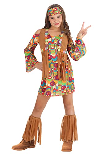 Disfraz hippie Woodstock para niña con accesorios