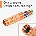 THEBLUETOUCH Preformed Coin Wrappers Rolls (36 Assorted) - Quarters, Pennies, Nickels and Dimes
