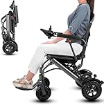 Electric Wheelchair for Adults & Seniors（ Lightweight Aluminum Frame ）（ 3-Second Fold ）（ Ergonomic Design）（ Friendly Mobility Scooter with 360° ）All-Terrain Travel, Airplane (10AH)