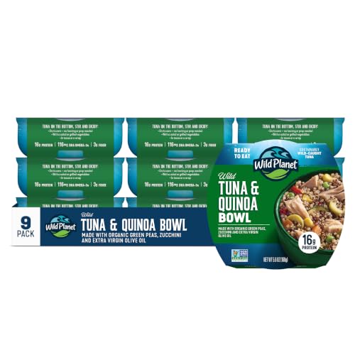 Wild Planet Ready-To-Eat Wild Tuna Quinoa Salad, 5.6 Ounce Can, Pack of 9