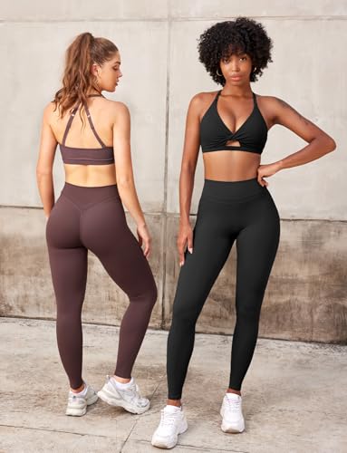 VOYJOY Womens Scrunch Workout Leggings Compression Butt Lifting Mid High Waist 26 Inches Seamless V Back Yoga Pants4