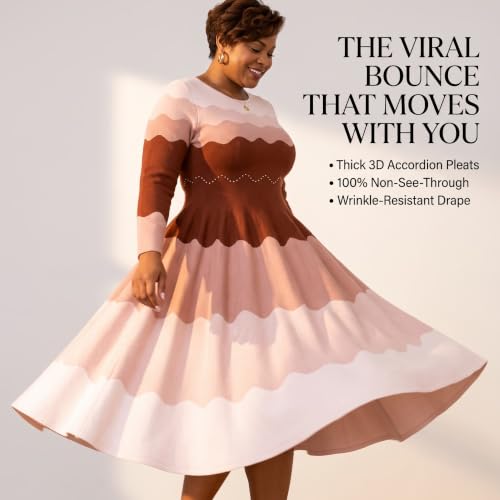 Midi Dresses for Women Fall 2026 Pearl Elegant Church Viral Bouncy Dress - image 4