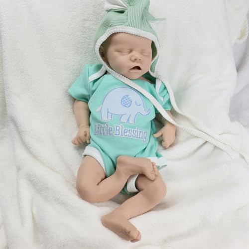 URMLHNRZ 18 Zoll realistisches Reborn-Baby-Mädchen, Ganzkörper-Silikon, unbemalt, schlafendes Neugeborenen-Puppe, Frühchen, Säugling für Künstler, Sammler und Kinder ab 3 Jahren – Bild 4