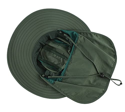 Image of Home Prefer UPF 50+ Mens Wide Brim Fishing Hat with Neck Flap Sun Hat for Men Women Sun Protection Cap