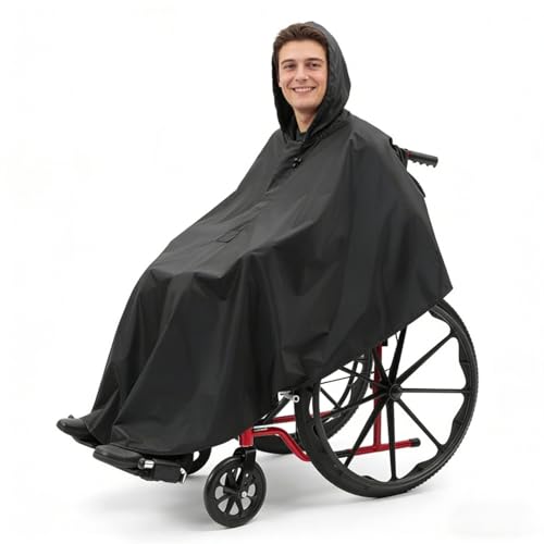 Jasjfasd Rollstuhl Zubehör Rollstuhlzubehör Universal Rollstuhl Poncho Wasserdichter Rollstuhl-Sack zum Regenschutz Windschutz Regencape für Rollstuhlfahrer Regenponcho für Rollstühle Robust
