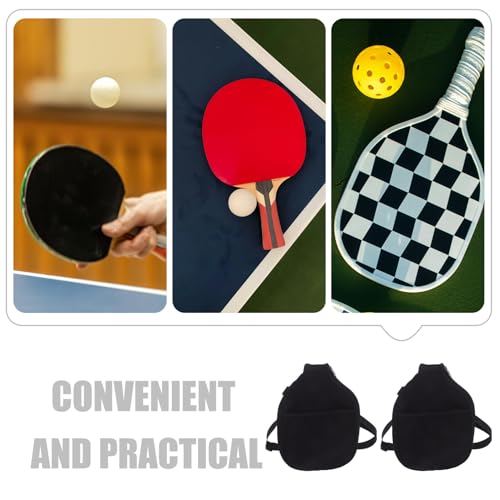 Funda de neopreno para raquetas de tenis y pickleball con bolsillo de malla y correa set de 2 3