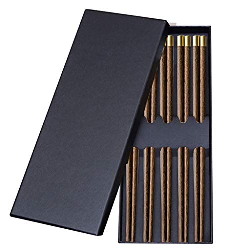 Coffret Cadeau de Baguettes réutilisables en Bois avec étui, Baguettes japonaises à Sushi, Baguettes Chinoises de Luxe en Bois Naturel, Baguettes antidérapantes, lavables au Lave-Vaisselle B