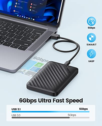 Image of ORICO 2.5 inch Hard Drive Enclosure USB C to SATA III for 2.5 Inch SSD & HDD 9.5mm 7mm External Hard Drive Enclosure Support Max 6TB with UASP Compatible with WD Seagate Toshiba Samsung Hitachi(2521C3)