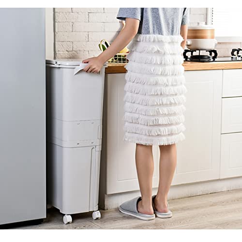 Tonchean Kitchen Trash Can With Recycling Bin Combo, 3 Tier White Garbage Can Dual Trash Can For Recycling And Trash, Recycling Bin For Kitchen With Drawer, For Recycling And Trash With Wheels #TOP7