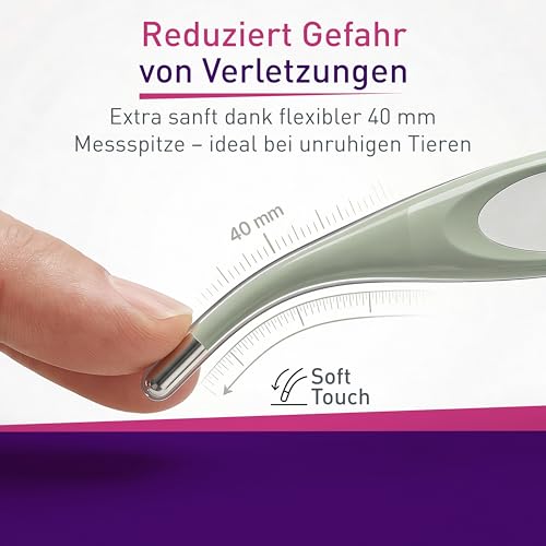 scala SC 1505 flex Haustierthermometer mit flexibler Spitze für eine besonders sanfte Messung inkl. 5 Hygieneschutzhüllen und Befestigungsschlaufe, Fieberthermometer für Hund & Katze