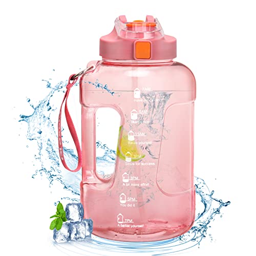 Glaxcidy 2 en 1 Gourde Sport Avec Paille et Couvercle, 2,5L Bouteille D'eau avec Marqueur de Temps pour Mesurer la Consommation D'eau Quotidienne, Sans BPA Water Bottle pour Sport Voyage Gym Cover