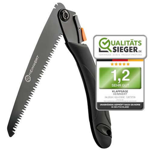 HEIMWERT Klappsäge aus ultra hartem Karbonstahl - Zweifach verstellbare Astsäge - Gartensäge mit Sicherheitsverschluss (Klappsäge)
