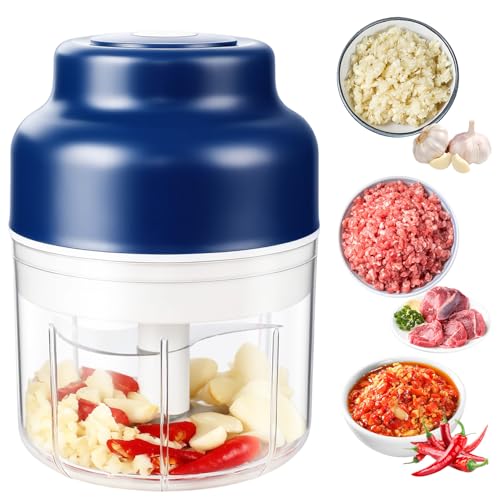Image of Electric Mini Garlic Chopper Set, Upgraded Portable Garlic Mincer, Electric Food Chopper Tool, Small Cordless Garlic Chopper Mincer, USB Rechargeable, for Onion, Garlic, Chili, Ginger (250ml)