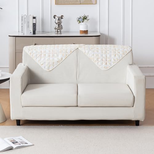 Image of House of Quirk 'Mughal Series' Printed Quilted Sofa Cover for 1 /2 /3 /4 Seater - Anti-Slip, Washable Couch Protector Slipcover (Backrest, Sunny Bloom, 50x70 cm)