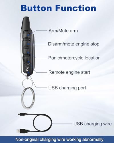 LNKERCO Motorcycle Alarm with 2-Way LCD Remote & Engine Cut Off - 12V DC Anti-Theft Security System, 115dB Siren, Waterproof Sensor, Remote Start for Motorcycle, Scooter, ATV