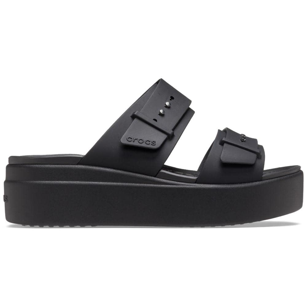 Crocs Femme Brooklyn Buckle Low Wedge Sandales, Black, 34/​35 EU