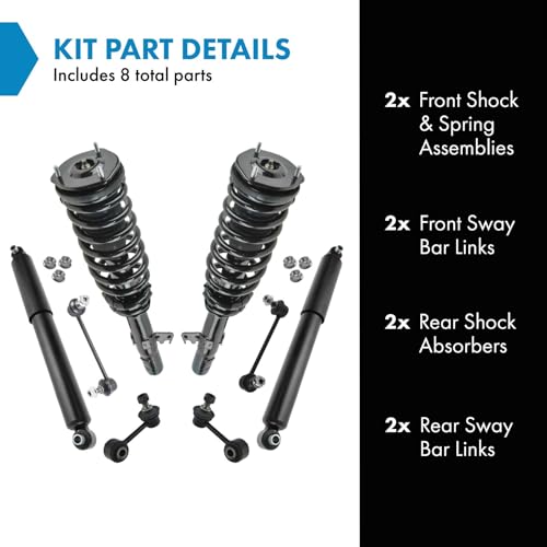Image of TRQ Front and Rear Suspension Kit Complete Strut & Coil Spring Assembly Shock Absorber Sway Bar Stabilizer Link Compatible with 2003-2008 Mazda 6