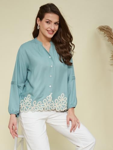 Image of J TURRITOPSIS Women's Rayon Stylish Embroidered Shirt