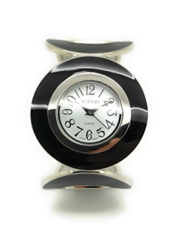 Ladies Casual Enamel Bangle Cuff Fashion Watch White Dial Wincci (Black) Ladies Casual Enamel Bangle Cuff Fashion Watch White Dial Wincci (Black)