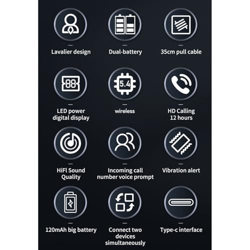 Audífono inalámbrico tipo Lavalier Bluetooth 5.4 negro miniatura 7