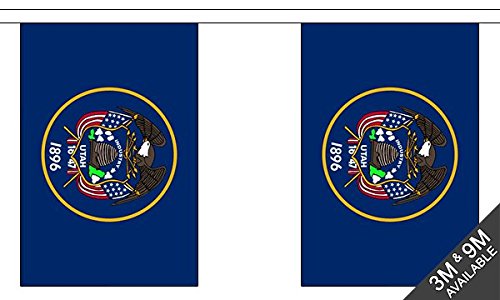 Flagtex Utah Fabric Bunting – 3m with 10 Flags – Indoor & Outdoor Decoration – String Flags Banners UT State USA American West Rocky Mountains