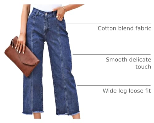 Image of Sidefeel Women's Jeans High Waisted Wide Leg Loose Fit Straight Leg Zimbaplatinum Cropped Denim Pants