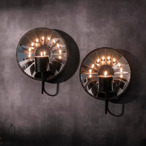 Iron Candle Sconces,Wall Candle Holder Set of 2, M…