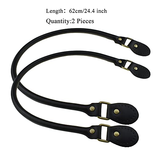 Image of HAHIYO Purse Handle Replacement Cowhide Leather Handle Strap Shoulder Handbag Tote Belt Sturdy Easy Clip on Attach Stay on Not Slip off Not Leave Mark on Body 24.4inch 2PCS