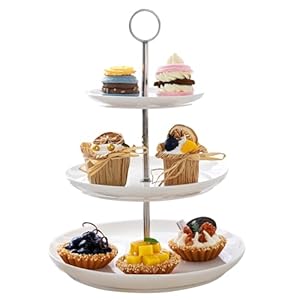 Sweese 3 Tier Cupcake Stand- White Porcelain Cake Stand- Dessert Stand, Tiered Serving Trays for Parties