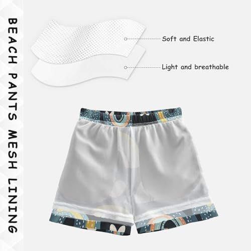 Pigsaly Boys Swim Trunks Rainbow Red Hearts Boys Board Shorts Swimsuit Swimwear Summer Bathing Suit 3T4