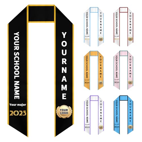 HAIPUFAFA Custom Graduation Stole,Personalized Graduation Stole Class of 2025 Customized Graduation Sash Gifts (Style 3)