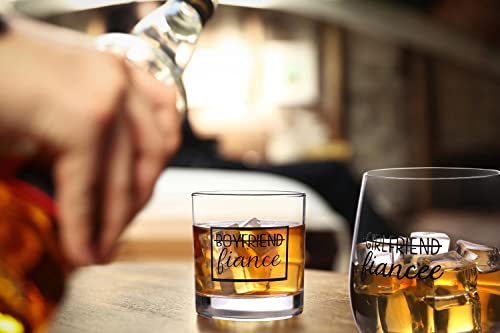 Zuuo Boyfriend And Girlfriend 11 Oz Wine Whiskey Glass Gift Set - Engagement Gifts For Couples Fiance Fiancee Him Her His Hers Glasses Mr Mrs Bride Groom, 2 Piece #TOP2