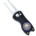 Mile High Life | All Metal Foldable Switch Blade Golf Divot Repair Tool | Pop-up Button | Magnetic Ball Marker | US States Flag Ball Marker (New Hampshire)