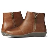 SUEDI Women's Ankle Boots Flat Booties Casual Short Boots Comfortable Walking Boots for Women Brown Zipper Size 9