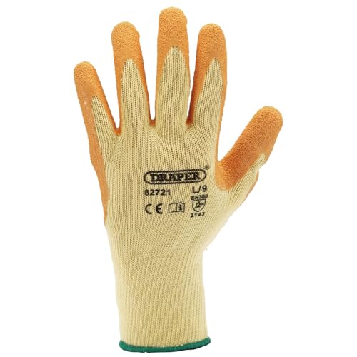 Image of Draper 82721 Heavy Duty Latex Coated Work Gloves, Large, Orange