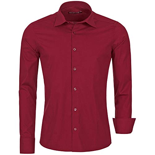 Redbridge Camicia da Uomo a Manica Lunga Facile da Stirare Elegante Casual in Cotone Elasticizzata