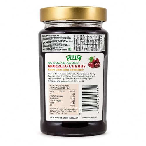 Image of Stute No Sugar Added Diabetic Morello Cherry Extra Jam, 15.17 oz ℮ 430 g