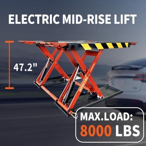 47.2\'\' 8000 lbs Mid Rise Scissor Lift Electric Release Auto Lift Car Lift (KT-X90E,110V)