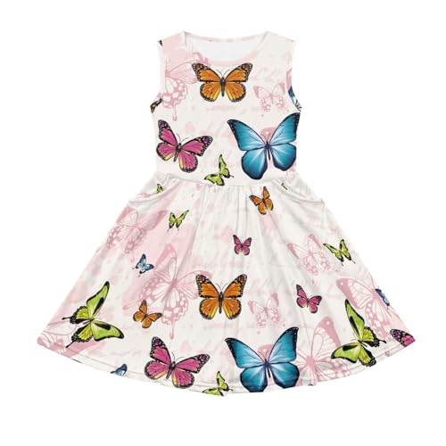 Girls Cute Floral Summer Dress with Pockets Soft Loose Fit Swing Twirly Sundress Size 3-14 Years Old