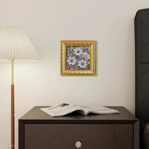 Image of VIOLABBEY 6x6 Picture Frame Gold Set of 2, Vintage Photo Frame | Small Antique Ornate Frame, Square Frame for Wall or Tabletop Display,Classic Design for Home Office Decor