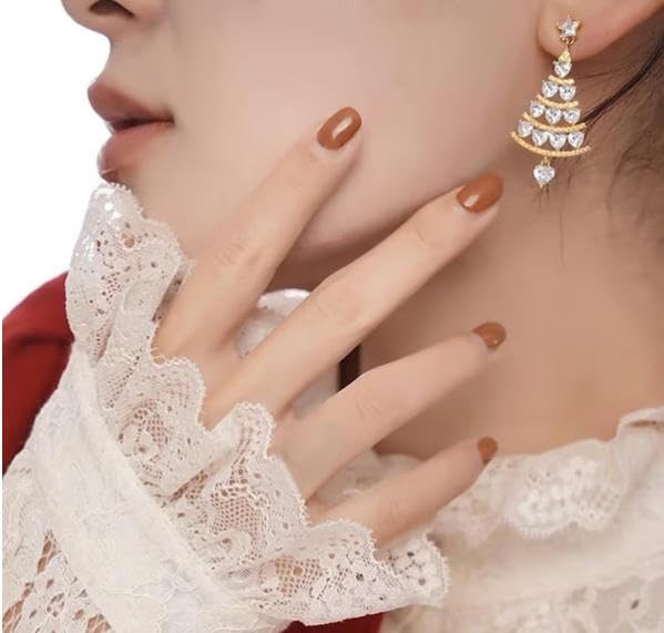 Priormer Tree Earrings, Christmas Sparkly Crystal Dangle Earrings, Cute Christmas Festival Holiday Jewelry Gift2