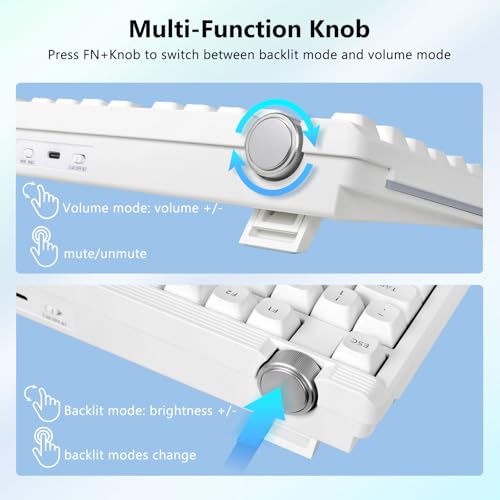 Image of Redragon Wireless Mechanical Keyboard Creamy, Custom 75% Design, White