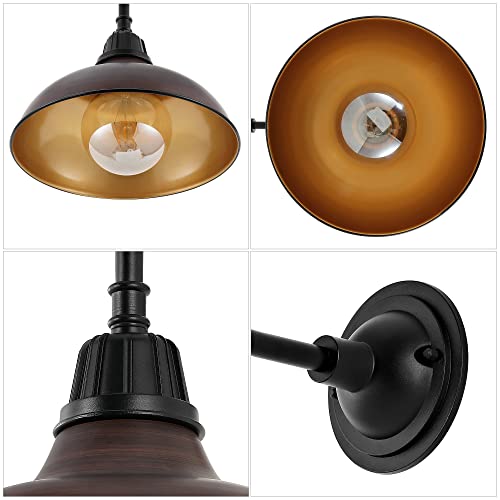 Image of JONATHAN Y 12.25 inch Black Farmhouse Industrial Outdoor Sconce, LED Gooseneck Wall Light for Porch, Metal Bowl Shade, Dimmable Vintage Exterior Fixture, LED Bulb Included (JYL7613B)