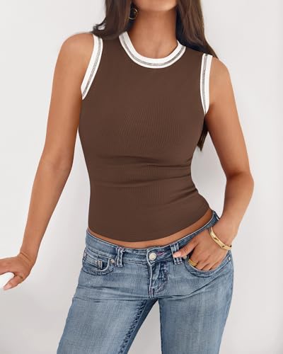 Image of BTFBM High Neck Tank Top for Women Sleeveless Ribbed Y2k Clothes Basic Shirts Going Out Outfits Spring Summer Tops 2026