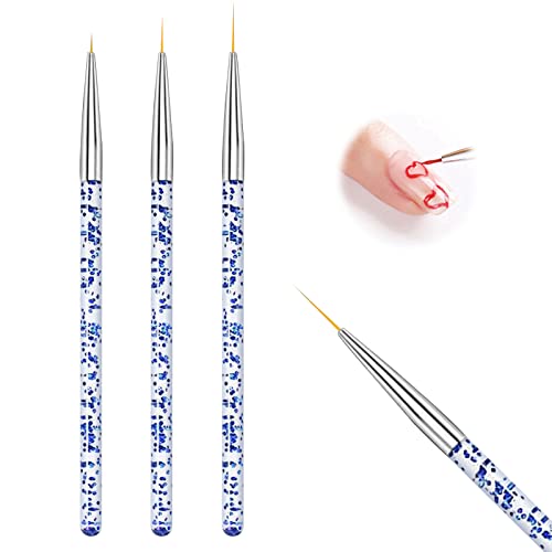 3 Stück Acryl Nagel Bürsten,Nagel Art Liner Pinsel,Blau Profi Detail Pinselset, UV Gel und Acrylfingernägel Nailart Maniküre Nagelzubehör Pinsel Maniküre Salon Tools Cover