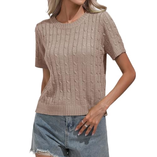 MINTLIMIT Damen Kurzarmpullover Sommer Rundhals Pullover T Shirt Casual Strickpullover Elegante Bluse Oberteil 2025