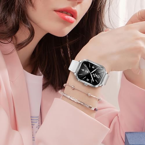 Smartwatch Damen Elegant Design mit Strasssteine, 1.75" Damenuhr mit Bluetooth Anrufe Herzfrequenz Schlafmonitor IP68 Fitnessuhr für Android iOS – Bild 3